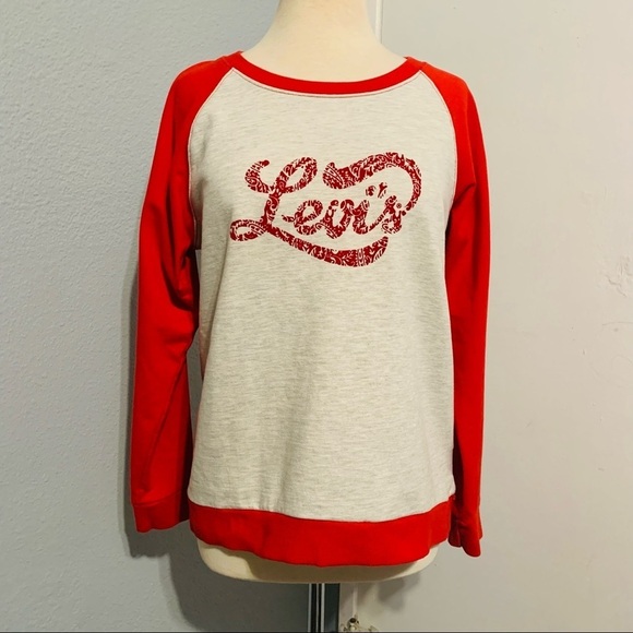 Levis Red Grey Women Sweater Size L - Picture 4 of 7